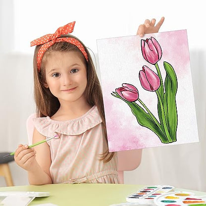 COCHIE 8 Pack 8x10 Inches Flowers Theme Pre Drawn Canvas to Paint, Pre-Printed Canvas for Ladies Sip and Paint Party Favor, Pre Sketched Canvases for Painting for Adults