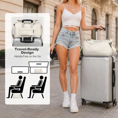 Womens Mini Gym Bag with Shoe Compartment 20L, Cream - color: Cream