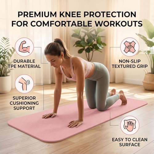 Yoga Knee Pad and Elbow Cushion, Knee Cushion Mat for Floor Exercise Home Workout - color: Light Pink