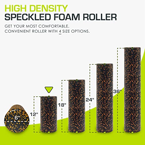 ProsourceFit High Density Foam Rollers 12 - inches long,Firm Full Body Athletic Massage Tool for Back Stretching, Yoga, Pilates, Post Workout Muscle Recuperation, Black/Orange - color: Black/Orange, size: 12"H x 6"D
