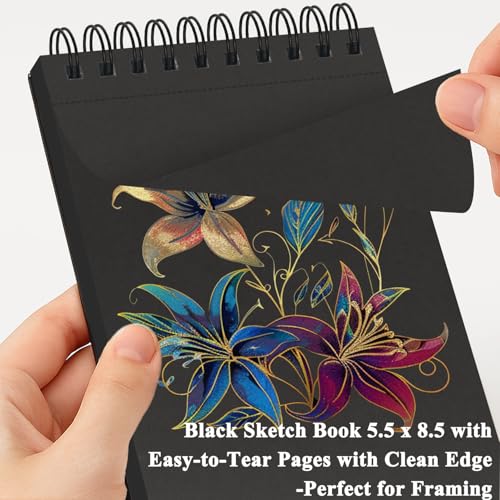 Fuxi Black Paper Sketchbook, 2-Pack - 5.5" x 8.5" | 90lb/150gsm Black Sketch Paper, 50 Sheets Per Pad - color: Black