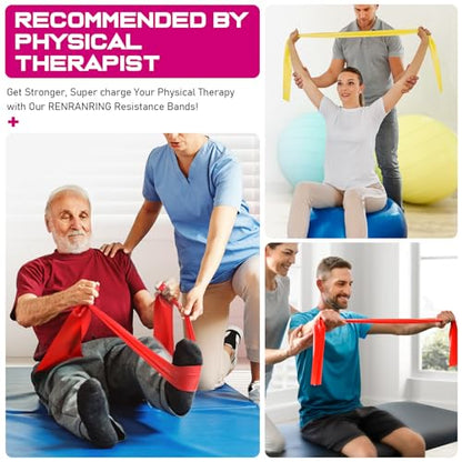 Resistance Bands and Exercise Handles, 4.9ft Exercise Bands for Physical Therapy, Stretch, Recovery, Pilates, Rehab, Strength Training Equipment