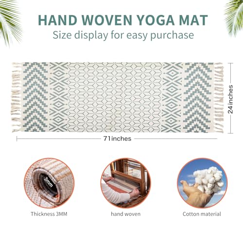 Cifupy Handmade Organic Yoga Mat made with Organic Cotton Yoga Mat - Non Slip Hand-Woven Foldable Yoga Rug Provides Excellent Comfort, Traction & Support for Indoor & Outdoor Use - 24 x 72 Inches - color: 100% Organic - LingZhu