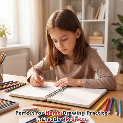 5.5" x 8.5" Mini Sketch Book 2 Pack, Spiral Bound, 100Gsm Paper | 50 Sheets Each, Acid-Free Paper, Top Spiral, Lays Flat, Clean Tear-Out Pages, For Kids Students Beginners - size: 5.5x8.5