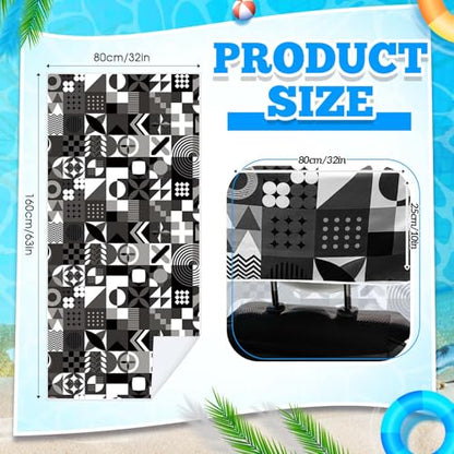 Hahafelt 2 Pack Car Seat Towel Cover with Storage Bag, Black White Abstract | 63 x 32 in Car Towel Seat Cover Non Slip Waterproof, Gym Workout Swimming Running, Machine Washable Sweat Absorbent Protector - style: Black White Abstract