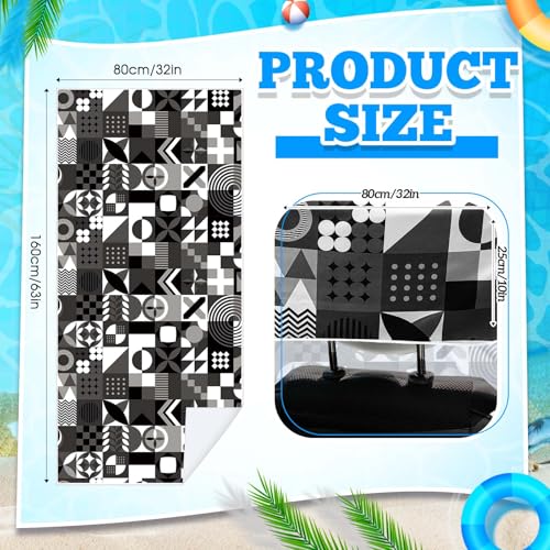 Hahafelt 2 Pack Car Seat Towel Cover with Storage Bag, Black White Abstract | 63 x 32 in Car Towel Seat Cover Non Slip Waterproof, Gym Workout Swimming Running, Machine Washable Sweat Absorbent Protector - style: Black White Abstract