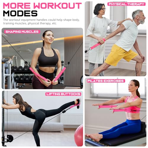 RENRANRING Tricep Rope Cable Attachment Handles for Gym, 13inch Exercise Handles, Tricep Pull Down Attachments Rope for Pilates, Yoga, Strength Trainer, Physical Therapy, Stretch, Recovery - color: Pink
