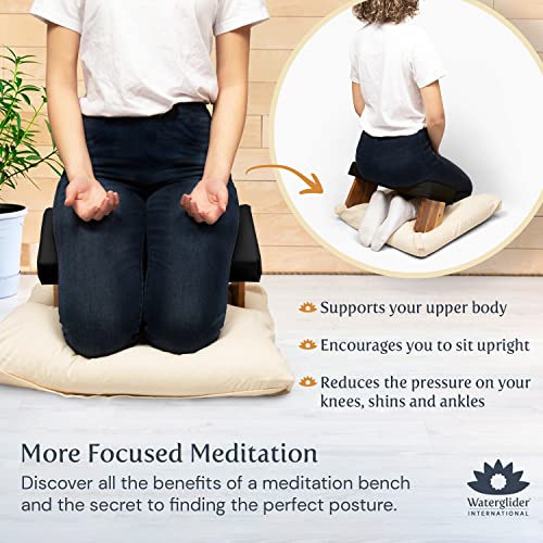 Meditation Bench (NAT. White), Seiza, Sustainable Acacia Wood with Curved Bottom Edges for The Perfect Posture, Meditation Stool, Prayer Bench, Meditation Chair, Yoga Stool - color: Natural White