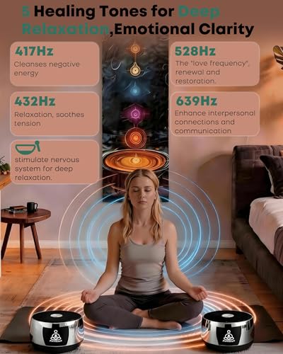 Sound Frequency Instruments, Meditation Tone TWS Machine- Solfeggio Bath Device for Yoga, Mindfulness, Singing Therapy System of Chakra Relaxation and Stress 5 Tones, 3 Timer Modes - color: Black
