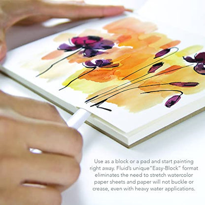 Fluid Watercolor Paper Block, 16 x 20 inches, 15 Sheets, 140 lb (300 GSM) Hot Press Pad for Artist Painting and Wet Media - size: 16 x 20