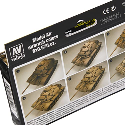 Vallejo - US Modern Desert Colors Acrylic Paint Set | Model Air | AFV Color Series Precise Kit for Historical Reenactments with Artist-Quality Pigments | 6 Bottles x 17 ml (0.57 fl.oz.) - style: US Modern Desert Colors