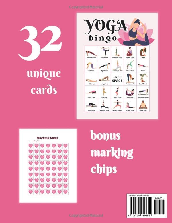 Yoga Bingo: 32-Player Wellness Themed Party Games for Yoga Studios, International Day of Yoga and Self-Care Retreats