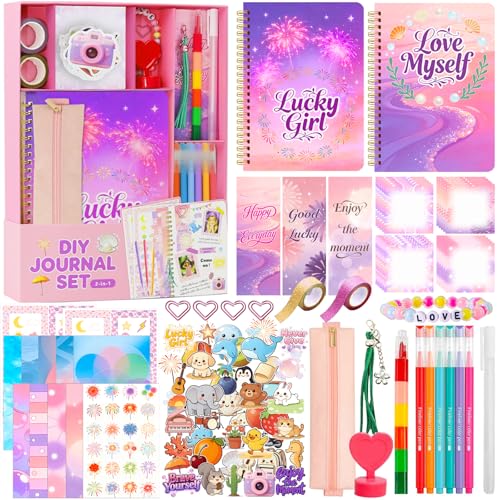DIY Journal Kit for Girls Teen Tween Girl Gifts Trendy Stuff, Scrapbook Supplies Stationery Set, Stocking Stuffers, Art Crafts Kit - Ideal Gifts for 8 9 10 11 12 13 14 Year Old Girl