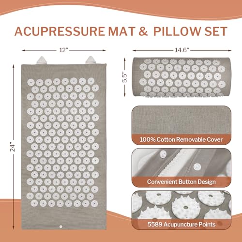 HOMLYNS Heated Acupressure Mat, 3 Heat Levels, 2-Hour Auto-Off