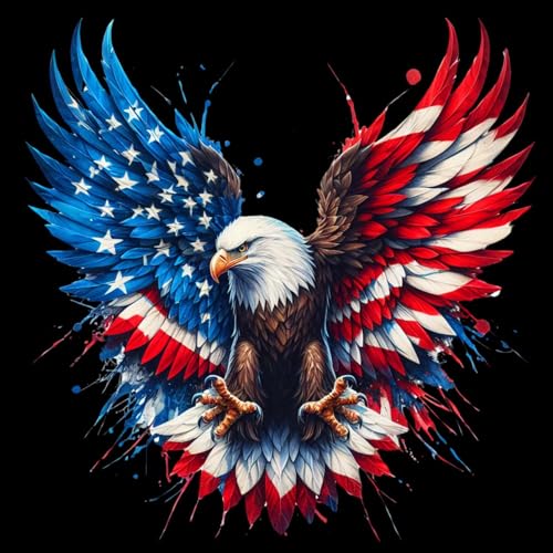 Diamond Art Painting Kits for Adults, Patriotic American Flag Bald Eagle Full Drill Diamond Dots Paintings for Beginners, Round 5D Paint with Diamonds Pictures Gem Art Painting Kits DIY Crafts - color: Patriotic Owl