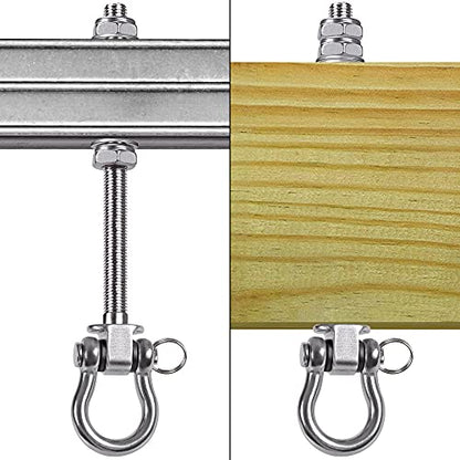 SELEWARE Heavy Duty Swing Hanger, 6 Pack Porch Swing Hardware - color: U (9 inch, 6 Pack Silver)