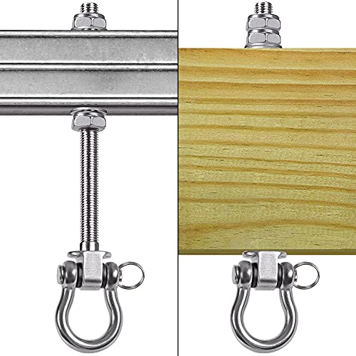 SELEWARE Heavy Duty Swing Hanger, 6 Pack Porch Swing Hardware - color: U (9 inch, 6 Pack Silver)