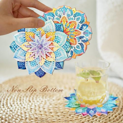 8 PCS Succulent Diamond Art Coasters with Holder, DIY Flowers Diamond Painting Coasters Kits for Adults, Non Slip Hardwood Bases Plants Mosaic Dot Painting Coaster Gift Set for Beginners 4x4 Inch - color: BDWY184-US