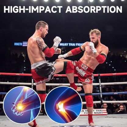 1 Pairs Muay Thai Elbow Pads and Knee Pad,Red,XL - color: Red, size: XL