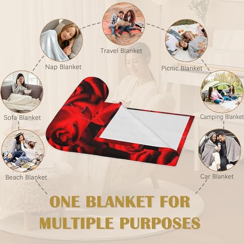 Red Rose Blanket, Rose Soft Lightweight Throw Blanket for Sofa Couch Bed Room 50x60 inch - color: Rose