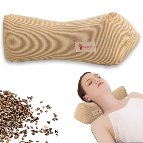 Neck & Cervical Pillows Buckwheat Pillow ，Neck Support Pillow Cervical Neck Roll Bolster Pillow，Neck Pain Relief for Back and Side Sleepers Round Pillows (Yellow) - color: Yellow