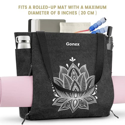 Gonex Yoga Mat Bag with Zipper Mat Carrier Canvas Gym Tote | Durable Canvas, Zipper Closures Prevent Slipping, Quick Access, Bottle Holder, Fits Yoga Blocks, Gym & Travel Use - color: Black, size: Classic (15.5×5.5×14.5inch)