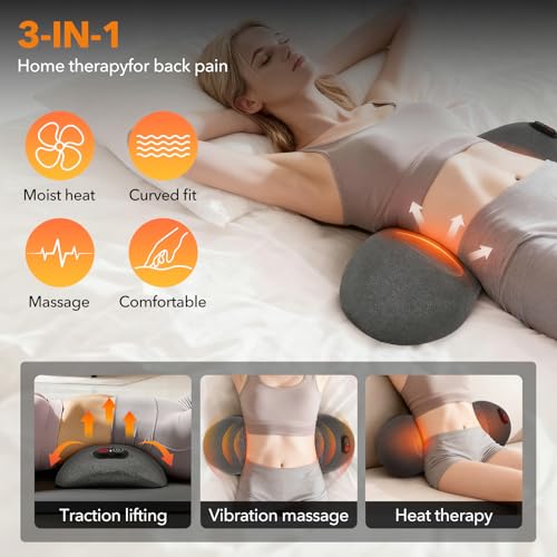 Upgraded 3-in-1 Triple Fusion Back Massager with Heat & Massage Stretch - color: Gray
