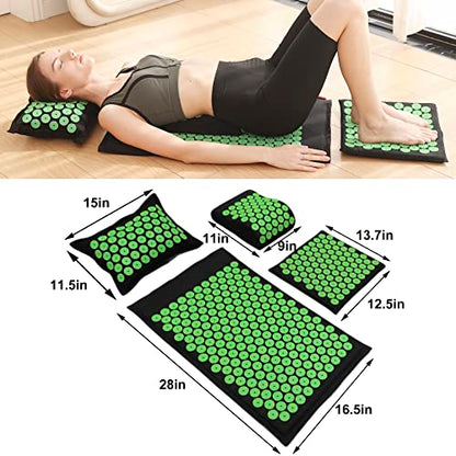 XiaoMaGe 4PCS Set Acupressure Mat and Pillow Set with Carry Bag - color: Black-4pcs