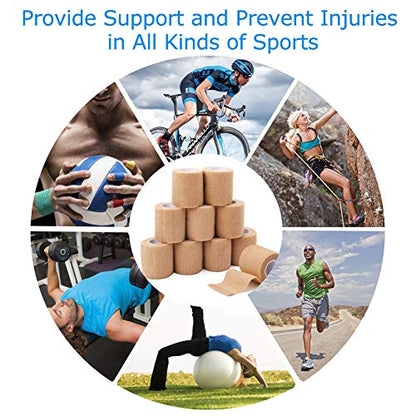 LotFancy Self Adhesive Bandage Wrap, 6 Pack, 3 inch x 5 Yards Non Woven Cohesive Bandage, First Aid Medical Tape for Sports Athletic Wrist, Ankle, Sprains & Swelling - size: 3x180 Inch (Pack of 6)