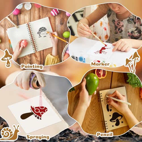 Fainne 100 Pcs 2 Inch Mushroom Stencils Small Stencils for Painting | Reusable Craft Stencils, DIY Scrapbook, Wood Wall Fabric Rock Chalkboard Sign Painting, Home Art Decor Projects - style: Mushroom