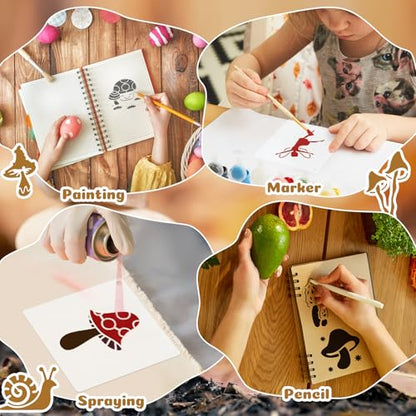 Fainne 100 Pcs 2 Inch Mushroom Stencils Small Stencils for Painting | Reusable Craft Stencils, DIY Scrapbook, Wood Wall Fabric Rock Chalkboard Sign Painting, Home Art Decor Projects - style: Mushroom