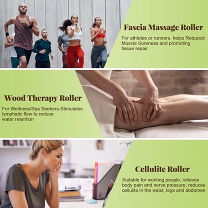 Wooden Fascia Massage Roller – Handheld Myofascial Release Massage Stick