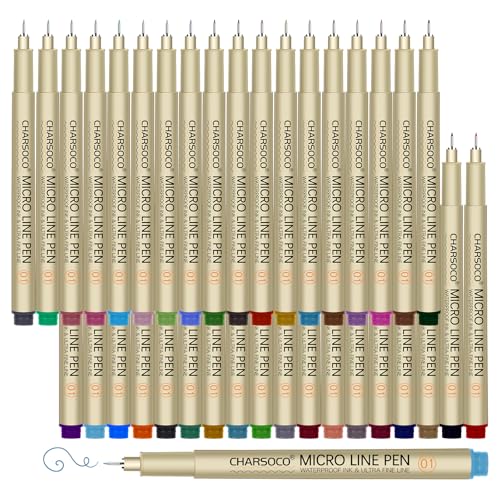 01 Micro Pen, Fine Point Pen with 36 Colors, Waterproof Archival Ink, 0.25mm Fineliner Ink Pens for Artist Illustration, Sketching, Anime, Manga, Technical Drawing and Scrapbooking - color: 36 Colors