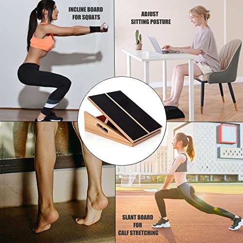 Slant Board for Calf Stretching Wooden Calf Stretcher Incline Board Adjustable Calf Stretch Board for Squats Knees Ankle
