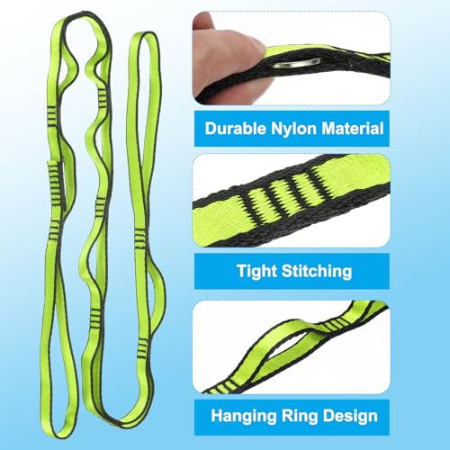 PATIKIL Daisy Chain Straps, Strong Climbing Strap Adjustable Nylon Chain Sling with Loops for Aerial Yoga Hammock Swing - color: Green, size: 51 Inch