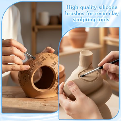 10PCS Silicone Sculpting Tools,Durable Sculpting Tool | Flexible Clay Carving Tool,Smooth Surface Silicones Clays Sculpting Tool,for Pottery Artwork Shaping Carving DIY,Black
