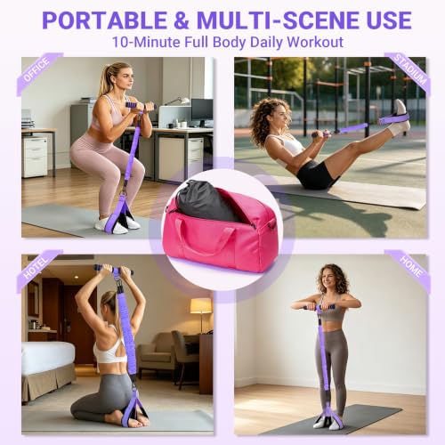 Pedal Resistance Bands with Handles, 90Lbs Adjustable Exercise Band Set - color: Purple