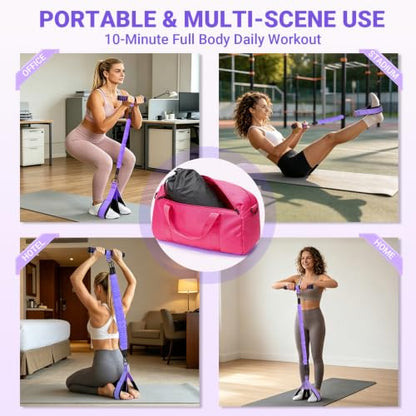 Pedal Resistance Bands with Handles, 90Lbs Adjustable Exercise Band Set - color: Purple