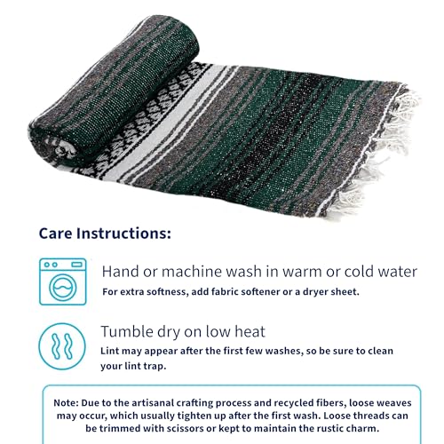 La Montana Bulk Falsa Mexican Blanket, 4 Pack, Forest Green/Charcoal/White - color: Forest Green/Charcoal/White