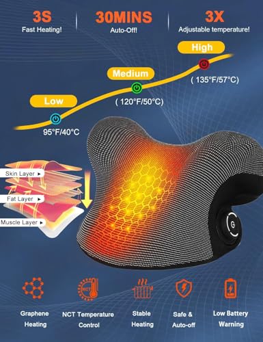 Upalled Wireless Heated Neck Stretcher for Pain Relief, Portable Cordless Neck Shoulder Cervical Traction Device with Graphene Heating Pad No Smell Magnetic Therapy Case Relaxer for Spine Alignme