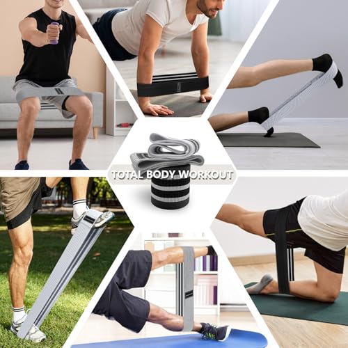 Exercise Bands, 3 Levels Fabric Resistance Bands for Working Out, Workout Bands Resistance for Women & Men, Multi-Colored Fabric Booty Bands for Leg Strength Training, Rehab, Yoga - color: Grey