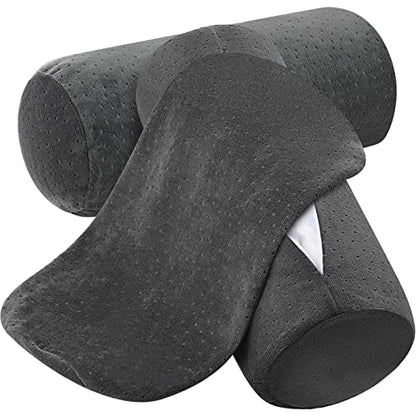 Remerry 2 Pcs 17 x 7 Inches Velvet Neck Roll Pillow Cover with Zipper, Soft Bolster Pillowcases for Cylindrical Pillow (Cover Only, Bolster Not Included)(Ash Black) - color: Ash Black, size: 17 x 7 Inches