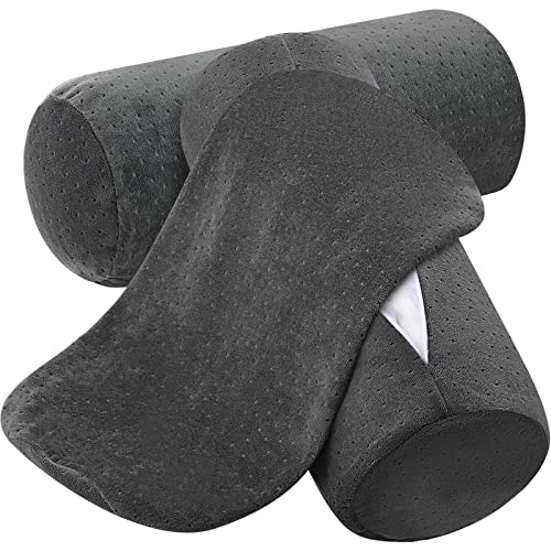 Remerry 2 Pcs 17 x 7 Inches Velvet Neck Roll Pillow Cover with Zipper, Soft Bolster Pillowcases for Cylindrical Pillow (Cover Only, Bolster Not Included)(Ash Black) - color: Ash Black, size: 17 x 7 Inches