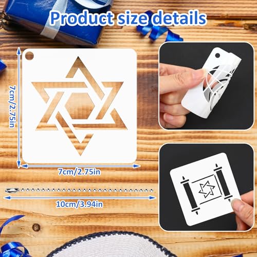 Augshy 56pcs Hanukkah Stencils for Baking Painting, Dreidel Menorah | Chanukah Stencils, for Holiday Crafts, Cupcake Dessert Decoration, Supplies - style: Hanukkah