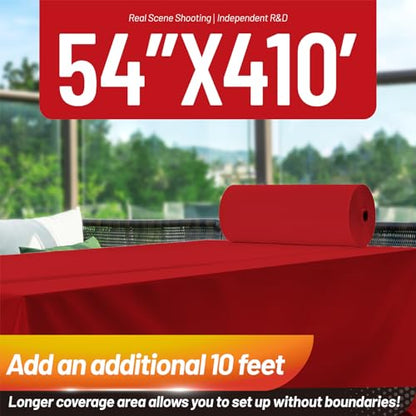 Plastic Table Cloth, 410 Ft X 54 In Disposable Tablecloth Red Tablecloth | PEVA Plastic Table Cloth Disposable with Sliding Cutter Plastic Table Cover Roll for Picnics, Parties, Birthdays, Festivals - color: Red, size: 4920" x 54" (Rectangular)