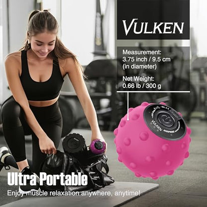 Vulken 4 Speed High Intensity Vibrating Massage Ball with USB Charging for Muscle and Deep Tissue, Plantar Fasciitis Pain Relief, Myofascial Release and Trigger Point Treatment for Back - color: Pink (Usb Charging)