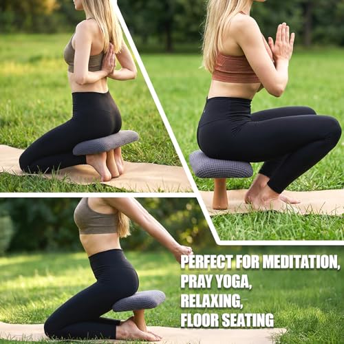 Meditation Bench Kneeling Stool Foldable Wooden Prayer Seat (Blue) - color: Blue