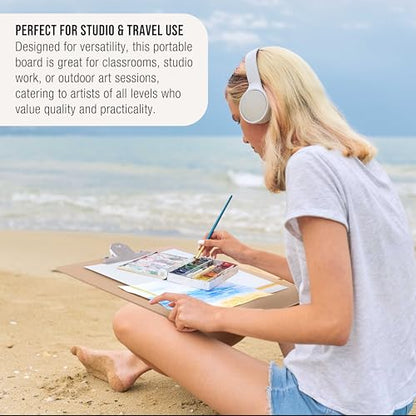U.S. Art Supply 11" x 17" Artist Sketch Tote Board - Lightweight Hardboard | Drawing Board with Handle, Clip & Rubber Band for Art, Sketching, Travel, Studio - size: 11" x 17"