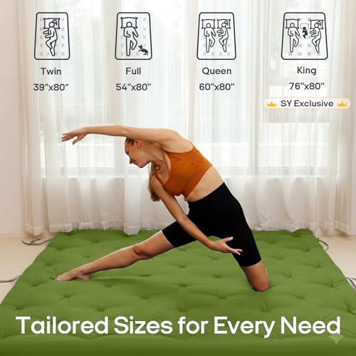 Syrinx Water Resistant Japanese Floor Mattress Futon, Full Size 75"x54" - color: Green, size: Full(75"L x 54"W x 2.5"Th)