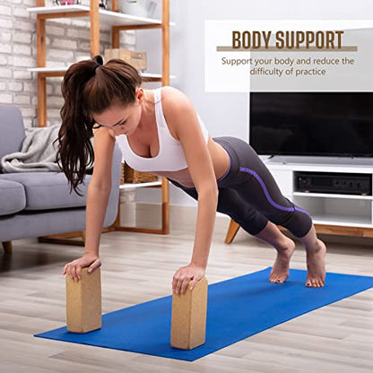 Junkin 6 Pack Cork Yoga Blocks for Supportive Stretching, 9 x 6 x 3 Inches